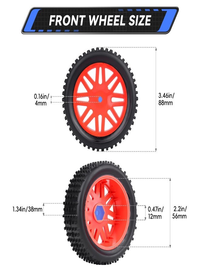 AllinRC Preglued 12mm Hex Wheel Rims Rubber Tires with Foam Inserts OD 86mm/3.38" for Traxxas Bandit WLtoys 144001 Redcat 1/10 RC Off-Road Buggy Car, Set of 4 (Color C) - Image 3